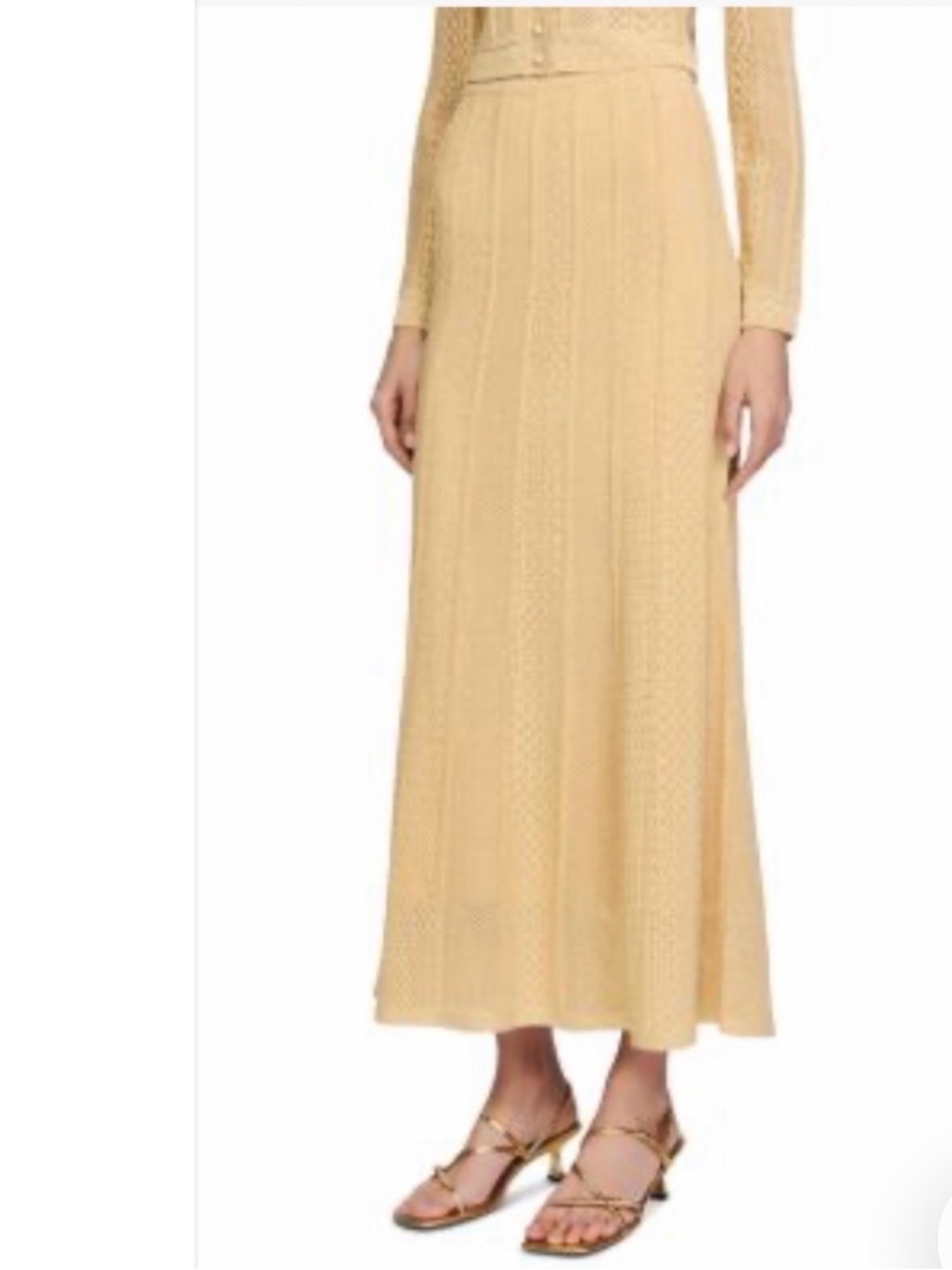 Sandro Beige gold Crochet Maxi Skirt